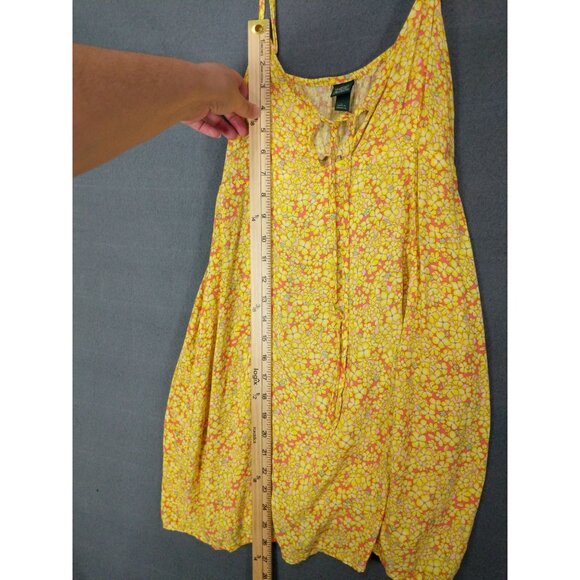 WILD‎ FABLE Womens Dress Large Yellow Floral Tie-Front Fit & Flare Woven Slits - Picture 6 of 11